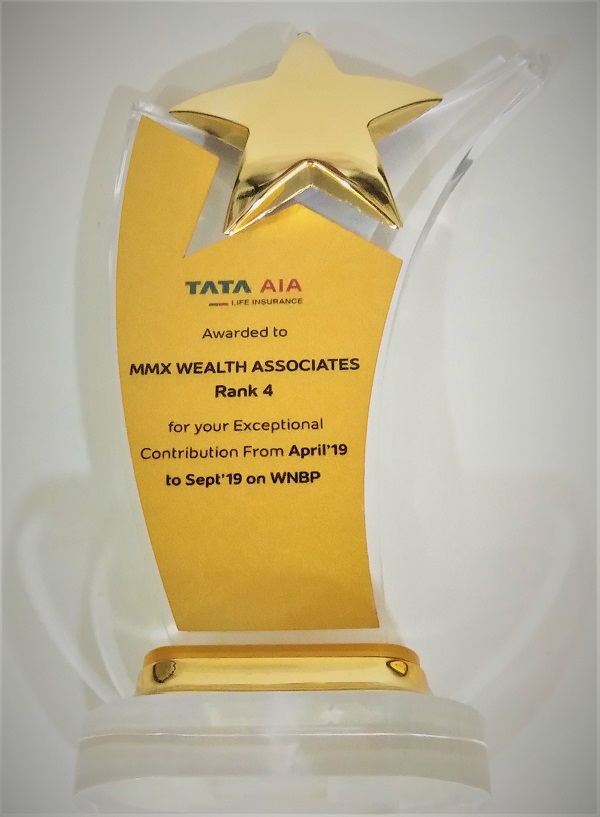 TATA AIA-Achieved Rank 4 contribution in Sept 2019